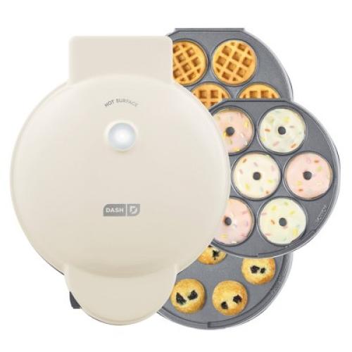 Dash MultiMaker Treat Maker System with Waffle Bite, Mini Donut, & Mini Cupcake Plates Cream: Nonstick, 7 Cavities, 800W❗MAY HAVE MISSING PIECES❗❗ NEEDS CLEANING❗