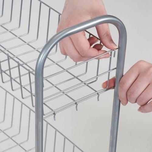 Household Essentials Slim Storage Cart, 3 Shelf Storage Cart with Wheels, Silver
