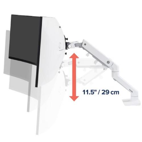 Ergotron HX Single Ultrawide Monitor Arm with HD Pivot, VESA Desk Mount for 1000R Curved Monitors Up to 49 Inches, 28 to 42 lbs - White (45-647-216)