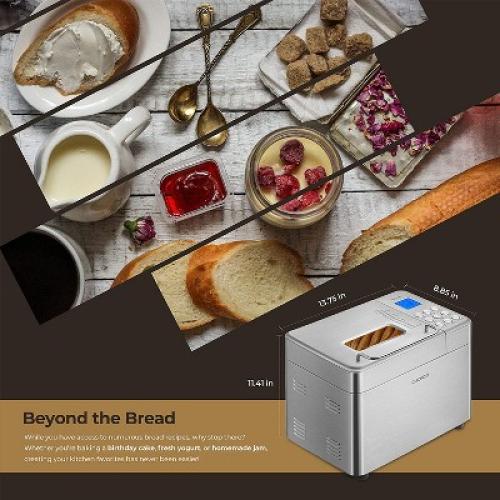 Cuckoo CBM-AAB101S Bread Maker Machine with 15 Bake Settings, 3 Crust Colors, 3 Loaf Sizes, And Up to 15 Hour Delay Timer, Silver