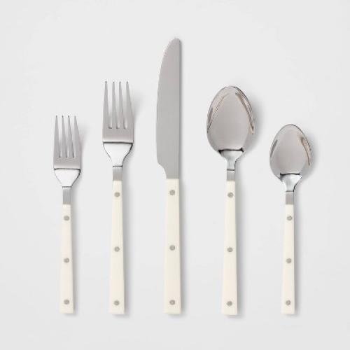 20pc Stainless Steel Burlington Silverware Set Cream - Threshold™