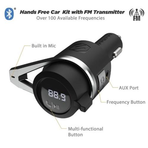 Scosche Bluetooth Power Delivery FM Transmitter 12W USB-A and 18W USB-C - Black