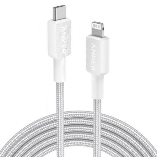 Anker 10' Braided Lightning to USB-C Fast Charging Cable - White