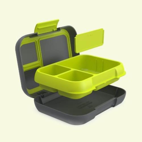 Bentgo Pop Leak Proof Bentgo - Style Lunch Box with Removable Divider - Charcoal/Lime: Solid Pattern, Leakproof, ABS Material