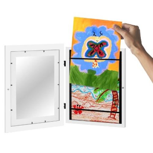 Americanflat 10x12.5 Kids Artwork Picture Frame in White- Displays 8.5x11 With Mat and 10x12.5 Without Mat -  2 Pack