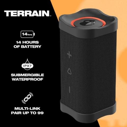 Skullcandy Terrain Wireless Bluetooth Speaker - IPX7 Waterproof Portable Speaker, 14 Hour Battery, Nylon Wrist Wrap, & True Wireless Stereo