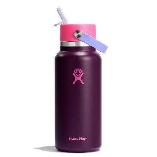 Hydro Flask 32oz Wide Mouth Flex Straw Water Bottle Sugar Plum: BPA-Free, Vacuum-Insulated, Leakproof, Dishwasher-Safe