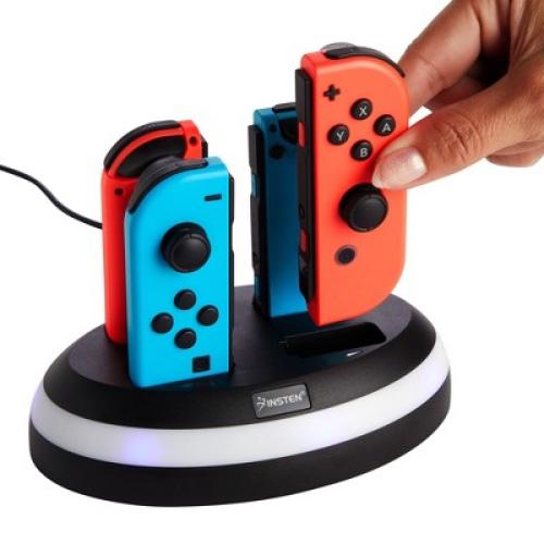 Insten 4-in-1 Charger for Nintendo Switch & OLED Model Joycon Controller, Joy Con Docking Station RGB Charging Dock Accessories