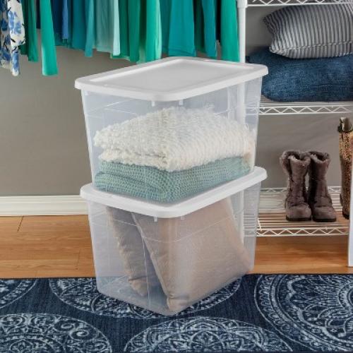 70qt Clear Storage Box with White Lid - Room Essentials™(4 pieces)