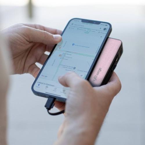 myCharge PowerHub Mini 3000mAh/12W Output Power Bank with Integrated Charging Cables - Pink