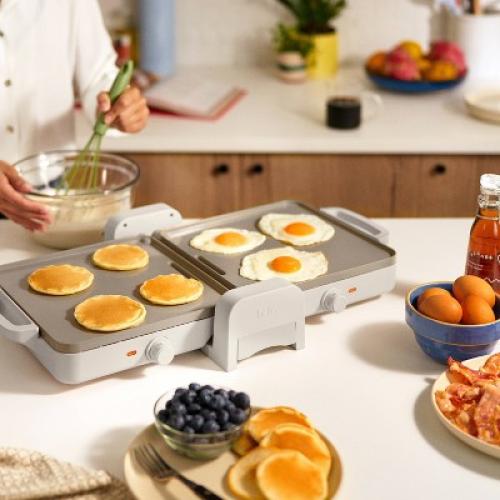 bella Fold and Store Dual Temp Griddle Oatmilk❗MAY HAVE MISSING PIECES/NEEDS CLEANING❗