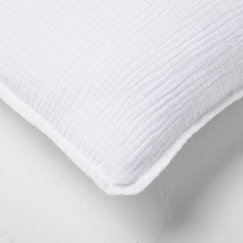 Euro 26''x26'' Textured Chambray Cotton Decorative Throw Pillow White - Casaluna: Indoor Square Pillow, Zipper Closure