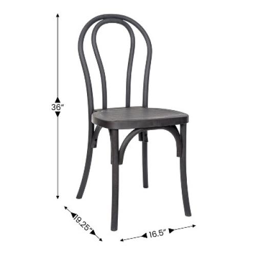 Color Black Flash Furniture HERCULES Commercial Black Indoor/Outdoor Wood Look Resin Thonet Style Chair