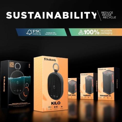 Skullcandy Terrain Wireless Bluetooth Speaker - IPX7 Waterproof Portable Speaker, 14 Hour Battery, Nylon Wrist Wrap, & True Wireless Stereo