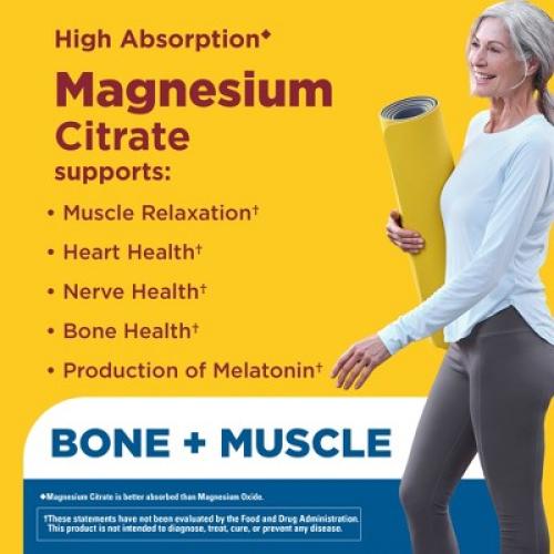 Nature Made Extra Strength Dosage Magnesium Citrate Tablets, Bone and Muscle Support - 60ct