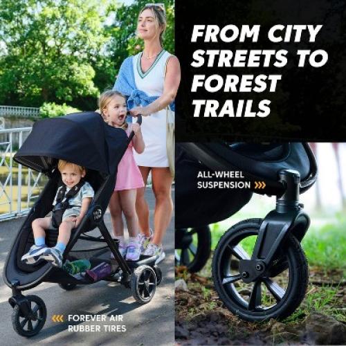 Baby Jogger City Mini GT3 All-Terrain Full Size Stroller - Frosted Ivory: Single Configuration, 65lbs Max Capacity, Rubber Tires