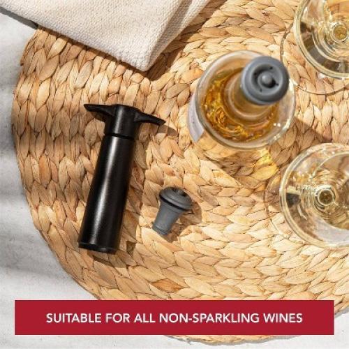 Vacu Vin Wine Saver with Stoppers Black