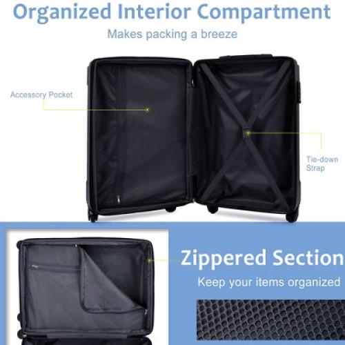 20-Inch Hardshell Carry-On Luggage, Lightweight Durable ABS Suitcase with Spinner Wheels, Built-in TSA Lock, 2 Packing Cubes, Skyblue