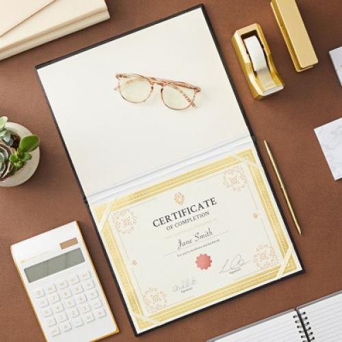 Juvale 50 Sheets Gold Foil Award Certificate Paper 8.5 x 11 for Printing - Blank Cardstock for Graduation Diploma (Ivory)