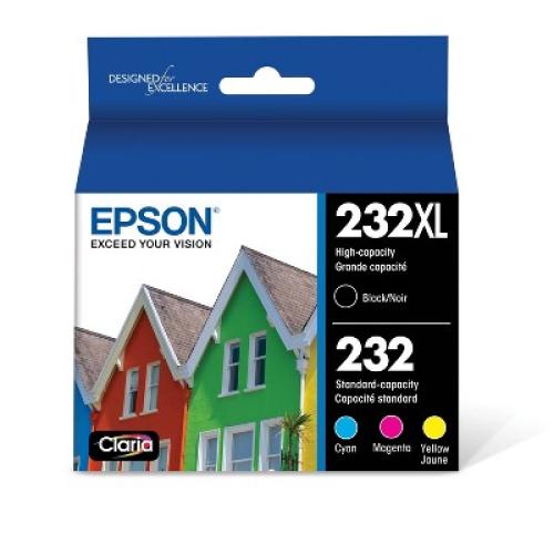Epson 232XL Black 232 C/M/Y 4pk Ink Cartridges - Black Cyan Magenta Yellow (T232XL-BCS)