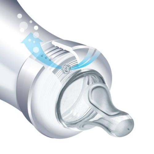 Chicco 2pk Duo Hybrid Baby Bottle with Invinci-Glass Inside/Plastic Outside with Slow Flow Anti-Colic Nipple - Clear/Gray - 9oz