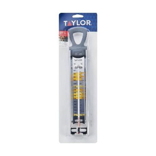 Taylor Candy Deep Fry Analog Kitchen Cooking Thermometer: Stainless Steel, Clip Mount, 100-400°F, Reads Celsius & Fahrenheit