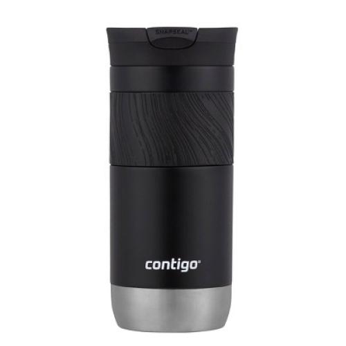 Contigo Byron 2.0 16oz Stainless Steel Travel Mug with SNAPSEAL Lid and Grip Licorice: Insulated Coffee Cup for Travel