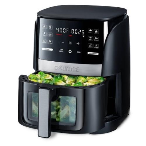 Gourmia 6-Qt Digital Window Air Fryer with 12 Presets & Guided Cooking Black: Stainless Steel, 1-Year Warranty ‼️has stains and scratches ‼️
