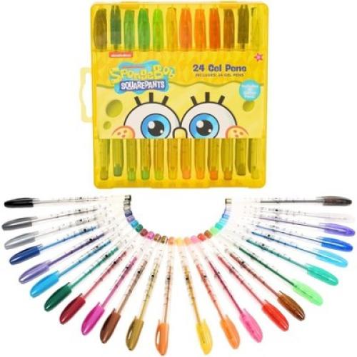 Nickelodeon SpongeBob SquarePants Gel Pen Set for Kids, 24 Pack with Glitter Gel Pens, Cute Pens for Boys and Girls