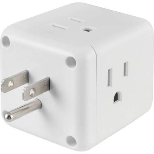 Power Gear 3-Outlet Grounded Cube Tap with 2 USB Ports 2.4A Surge 245J White