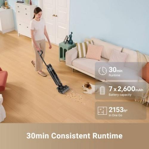 Dreame K20 Pro Wet and Dry Vacuum Black: Self-Cleaning Brushroll, HEPA Filter, Rechargeable, 30 Min Run Time, Bagless