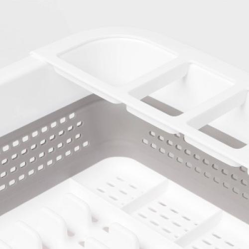Plastic Collapsible Dish Rack with Drip Tray White - Brightroom™: Freestanding Drying Rack with Drain Board
