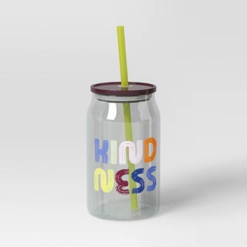 17oz Glass Kindness Straw Tumbler Iridescent - Room Essentials™ - set of 2