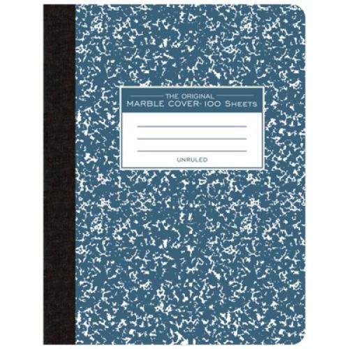 Roaring Spring Paper Products Composition Book, Unruled, 100 Sheets, 9.75 x 7.5, Blue Marble (Pack of 4)