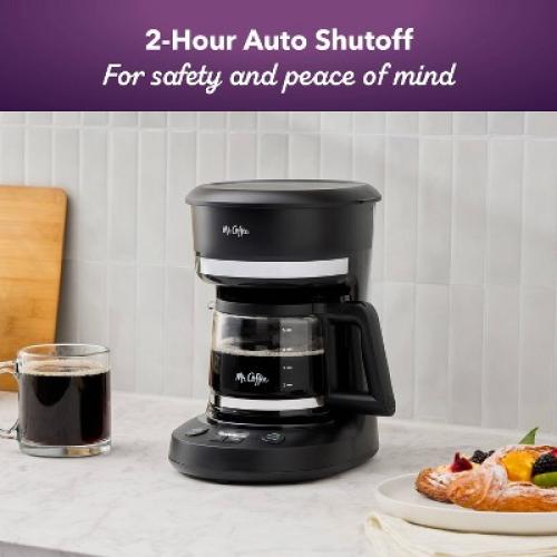 Mr. Coffee 5-Cup Programmable Coffee Maker Black: Drip Coffee Machine, Electric, Dishwasher-Safe, Paper Filter, 25 oz Capacity