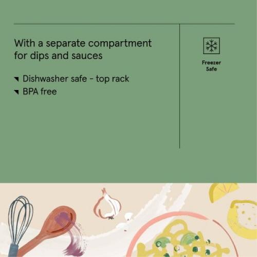 Square Bento Meal Prep Food Storage Container Sage - Figmint