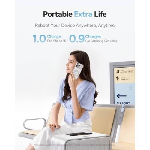 Color White Baseus PicoGo 5000mAh Qi2 Slim Magnetic Bracket Wireless Power Bank - White