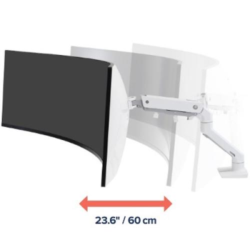 Ergotron HX Single Ultrawide Monitor Arm with HD Pivot, VESA Desk Mount for 1000R Curved Monitors Up to 49 Inches, 28 to 42 lbs - White (45-647-216)