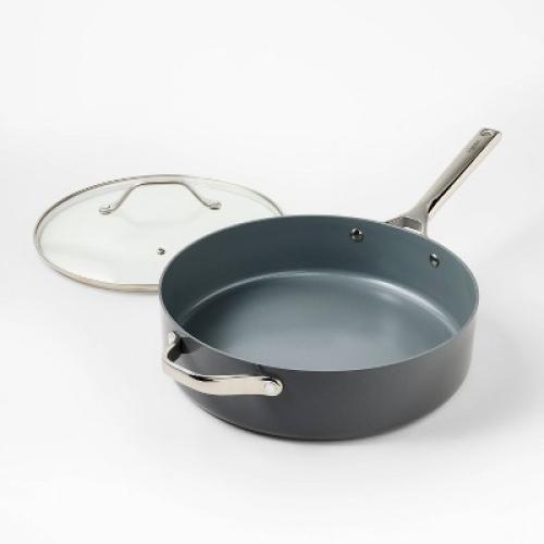5qt Nonstick Ceramic Coated Aluminum Saute Pan Dark Gray - Figmint™