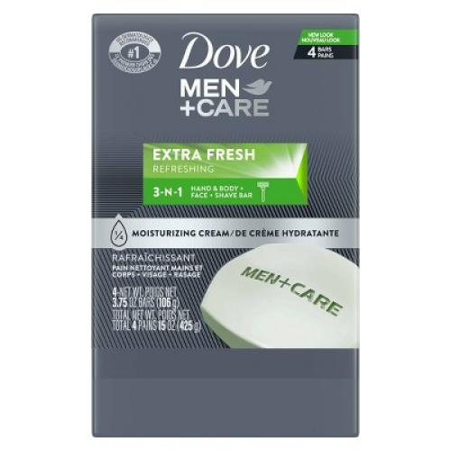 Dove Men Care Extra Fresh Body and Face Bar Soap - 4pk - 3.75oz each