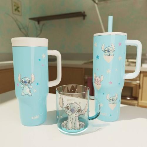 Zak Designs Stitch 30oz Stainless Steel Vacuum Sutton Slim Straw Tumbler with Handle