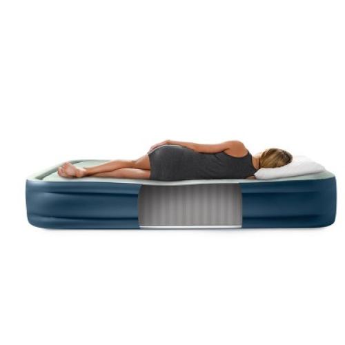 Intex Elevated 18 Pillow Rest Twin Air Mattress with Internal Pump - Off-White/Blue