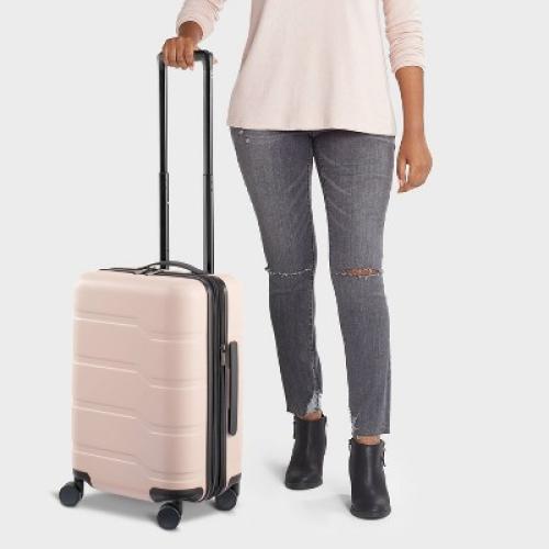 Hardside Carry On Suitcase Pink - Open Story™: 8-Wheel Polycarbonate Luggage