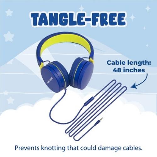 Insten Kids Headphones with Microphone, Wired Headset 3.5mm Adjustable Foldable with Volume Limiter for Toddler & School, Blue