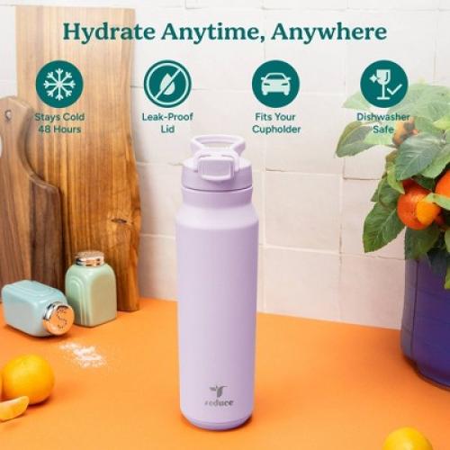 Reduce 32 oz Hydrate Pro Vacuum Insulated Stainless Steel Water Bottle Lilac Bud