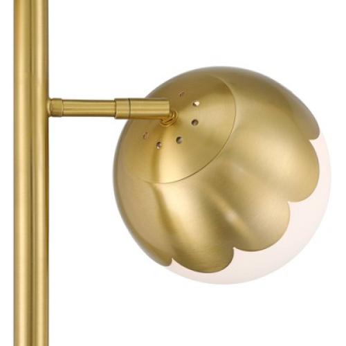 360 Lighting Kelowna Mid Century Modern 67 Tall Standing Floor Lamp Skinny Tree 3-Light Gold Metal Antique Brass Finish Living Room Globe White Shade