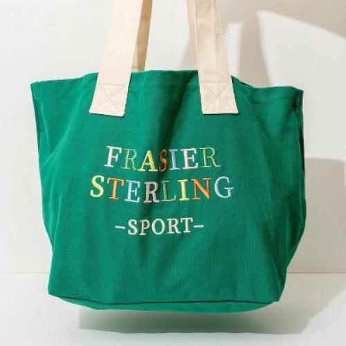 Frasier Sterling Sport Rainbow Logo Tote Bag Cream/Green: Cotton Canvas Handbag