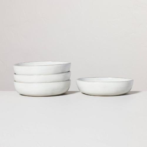 4pk 34oz Stoneware Reactive Glaze Pasta/Grain Bowl Set Gray - Hearth & Hand™ with Magnolia: Dishwasher-Safe, Microwave-Safe