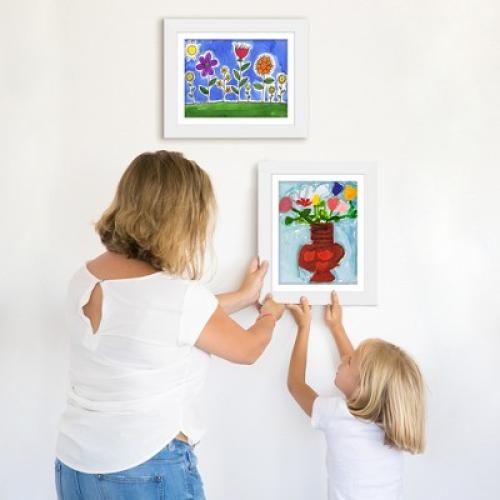 Americanflat 10x12.5 Kids Artwork Picture Frame in White- Displays 8.5x11 With Mat and 10x12.5 Without Mat -  2 Pack