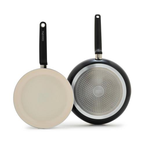 GreenPan Rio Advanced 2pc (10 and 12) Ceramic Nonstick Fry Pan Set Black